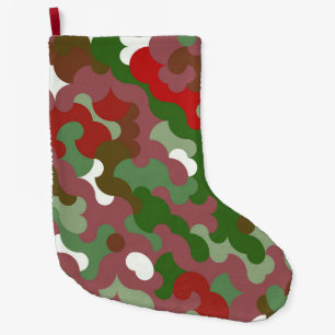 Meia De Natal Grande Groovy Funky Retro Boho Vermelho e Verde Natal