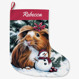 Meia De Natal Grande Guiné Pig e Snowman