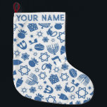 Meia De Natal Grande Hanukkah Chanukah Azul, Judeu de Natal Moderno<br><div class="desc">Hanukah,  menorah,  decoração domiciliar,  decoração de Hanukkah,  menorah colorida,  dezembro judeu,  pasto de menorah,  personalizado,  festival de luzes.</div>