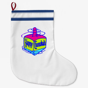 Meia De Natal Grande Hanukkah Dreidel