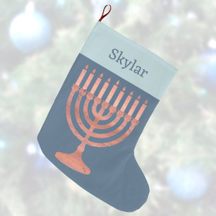 Meia De Natal Grande Hanukkah Rustic Menorah Cute Kids Chrismukkah