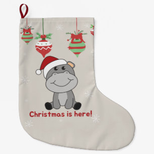 Meia De Natal Grande Hippo Feliz Natal Animais de inverno Hippos Grande