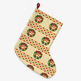 Meia De Natal Grande Holiday Wreath Knit