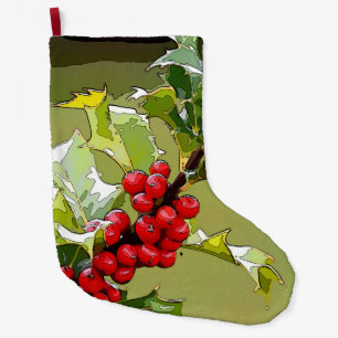 Meia De Natal Grande Holly Berries 006