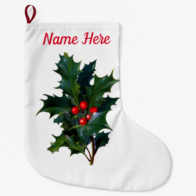 Meia De Natal Grande Holly Berry Christmas Stocking (Frente)