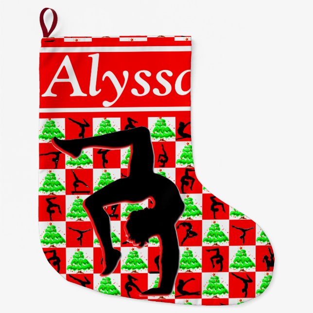 MEIA DE NATAL GRANDE HOLLY JOLLY PERSONALMENTE GYMNAST CHRISTMAS ESTOCA (Frente)