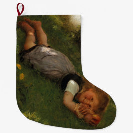 Meia De Natal Grande Hora do lanche (Garota Doce Deitada na Grama)