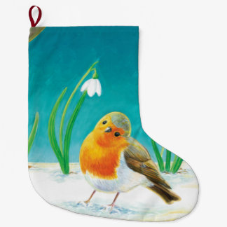 Meia De Natal Grande Ilustração Red Robin