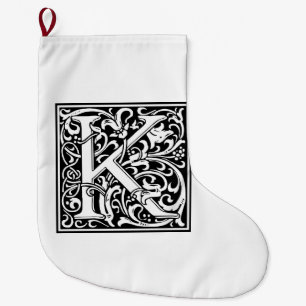 Meia De Natal Grande Inicial decorativa "K" da letra