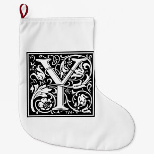 Meia De Natal Grande Inicial decorativa "Y" da letra