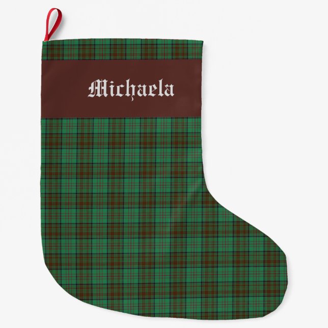 Meia De Natal Grande Irish Dublin Green Tartan  (Frente)