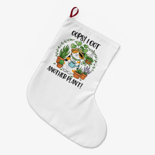 Meia De Natal Grande Jardinagem Plantio Gato Oops Peguei Outra Planta