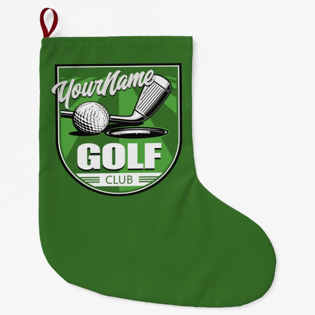 Meia De Natal Grande Jogador de Golfe Personalizado (Frente)