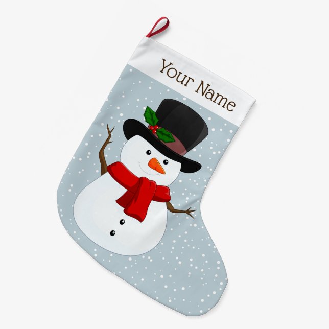 Meia De Natal Grande Jolly Snowman - Design de Natal Stocks (Frente (Pendurada))