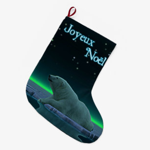 Meia De Natal Grande Joyeux Noёl - Urso Polar Ice Edge