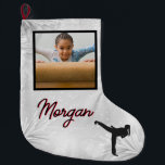 Meia De Natal Grande Karate Winter Wonder Personalised Photo & Name<br><div class="desc">Karate Winter Wonder design personalizado com o nome do seu filho e sua foto!</div>