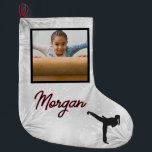 Meia De Natal Grande Karate Winter Wonder Personalised Photo & Name<br><div class="desc">Karate Winter Wonder design personalizado com o nome do seu filho e sua foto!</div>