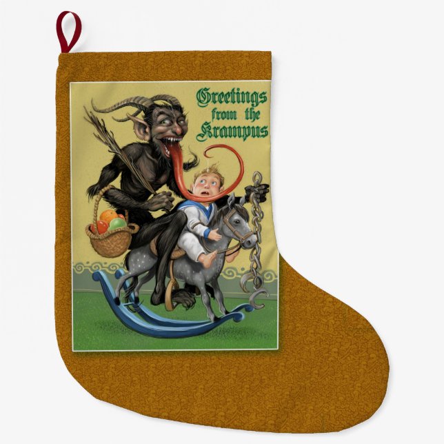 Meia De Natal Grande Krampus em ponto (Frente)