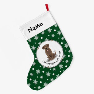 Meia De Natal Grande Laboratório de Chocolate Mãe Labrador Retriever