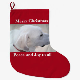 Meia De Natal Grande Labrador Branco bonito Mix Dog Perfil de Cachorro