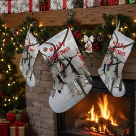 Meia De Natal Grande Lapland Christmas Reindeer & Rouco Sled Cães