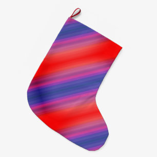 Meia De Natal Grande Laranja Roxo e Blue Diagonal Stripes Design