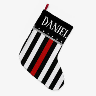 Meia De Natal Grande Linha vermelha fina personalizada bandeira do