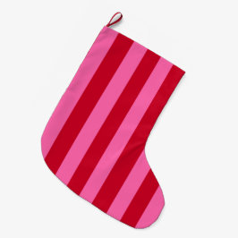 Meia De Natal Grande Listras de hortelã-pimenta rosa e vermelho
