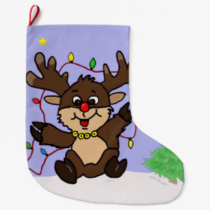 Meia De Natal Grande Little Reindeer