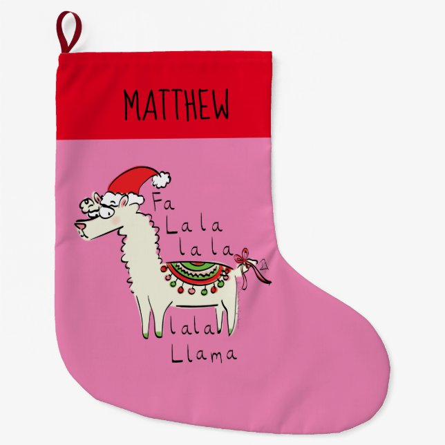 Meia De Natal Grande Llama Cute Engraçado Crianças de Natal (Frente)