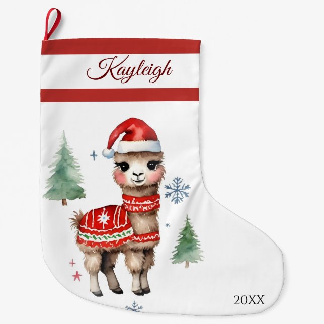 Meia De Natal Grande Llama Sweater Grande Banheiro de Natal (Frente)