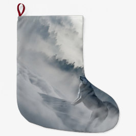 Meia De Natal Grande Lobos numa paisagem de inverno