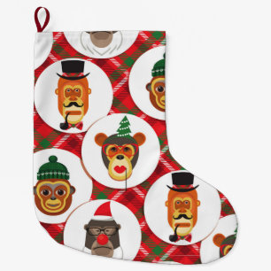 Meia De Natal Grande macacos hipster de natal estocagem de Natal