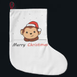 Meia De Natal Grande Macacos Macacos Macacos-Macacos-De-inverno<br><div class="desc">O macaco no Natal com um chapéu de Papai Noel. Animais engraçados com presentes e neve nas férias. Uma doce saudação de Natal. Os macacos são animais bonitos e perfeitos para o Natal.</div>