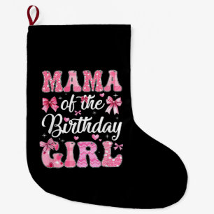 Meia De Natal Grande Mãe Do Arco De Coquetes Rosa Da Família Birthday G