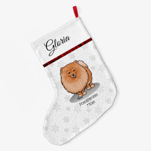 Meia De Natal Grande Mãe Pomeraniana Pom Mãe (Vermelho laranja) Cachorr
