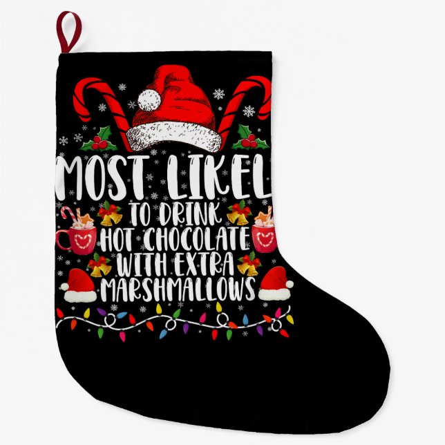 Meia De Natal Grande Mais Propenso a Beber Marshmallows de Chocolate Qu (Frente)