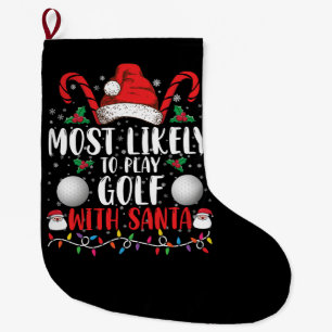Meia De Natal Grande Mais Propenso a Jogar Golfe com o Papai Noel Famíl