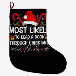 Meia De Natal Grande Mais Propenso a Ler um Livro Durante o Natal
