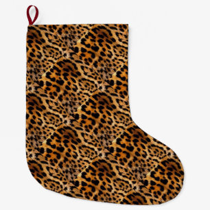 Meia De Natal Grande Manchas-leopardo Black Brown Wild Animal Fine Art