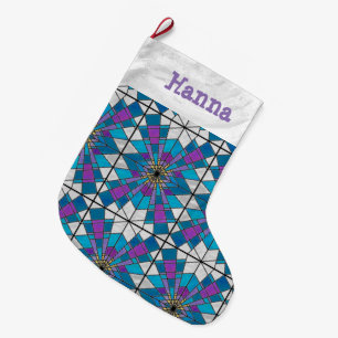 Meia De Natal Grande Manche o azul de vidro e o roxo do raio