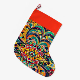 Meia De Natal Grande Mandala Sinfonia de Cores – Floral Psicodélico Ous