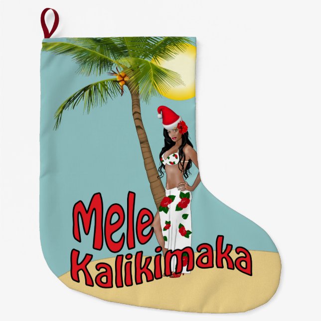Meia De Natal Grande Meia do Natal do Pin-acima Mele Kalikimaka de (Frente)