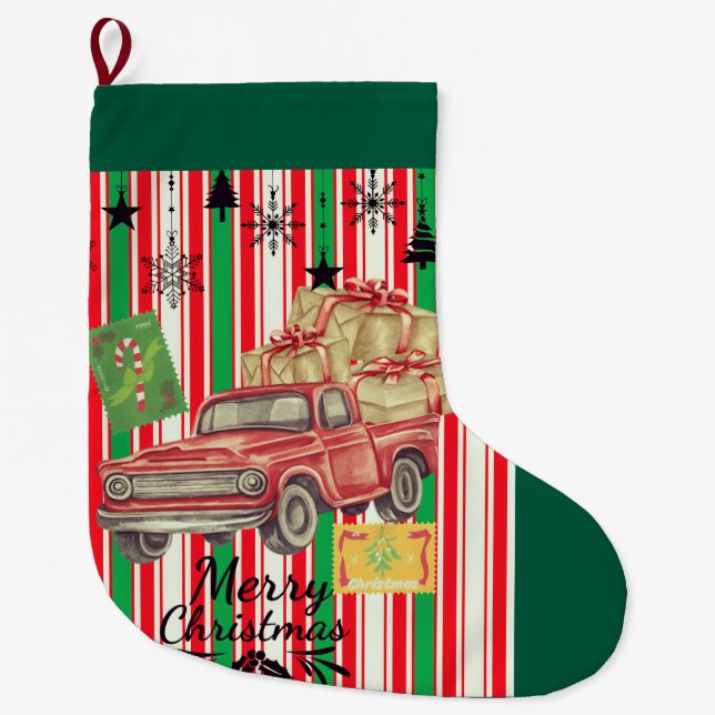 Meia De Natal Grande Meias de Natal antigas (Frente)