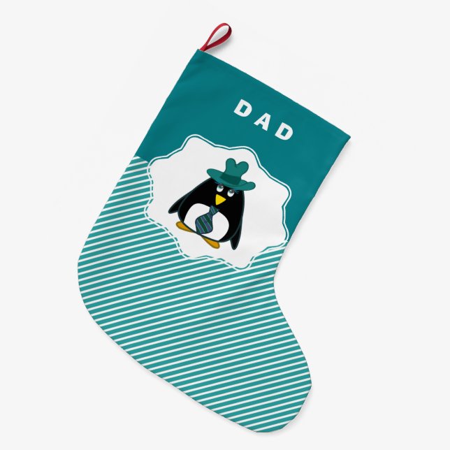 Meia De Natal Grande Meias de Natal do Pai Penguin, um Mais velho engra (Frente (Pendurada))
