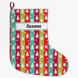 Meia De Natal Grande Meias de Natal Listradas Personalizadas