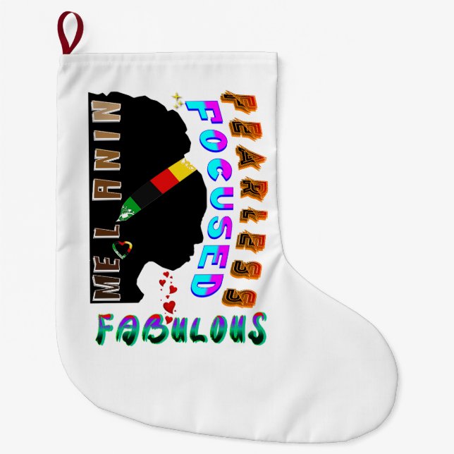 Meia De Natal Grande Melanina Fabulosa sem Foco (Frente)