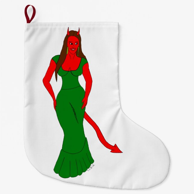 Meia De Natal Grande menina diabólica (Frente)