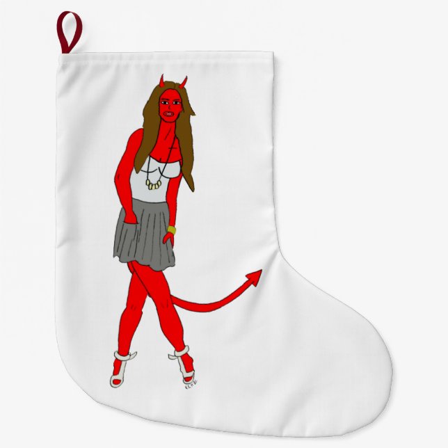 Meia De Natal Grande menina diabólica (Frente)