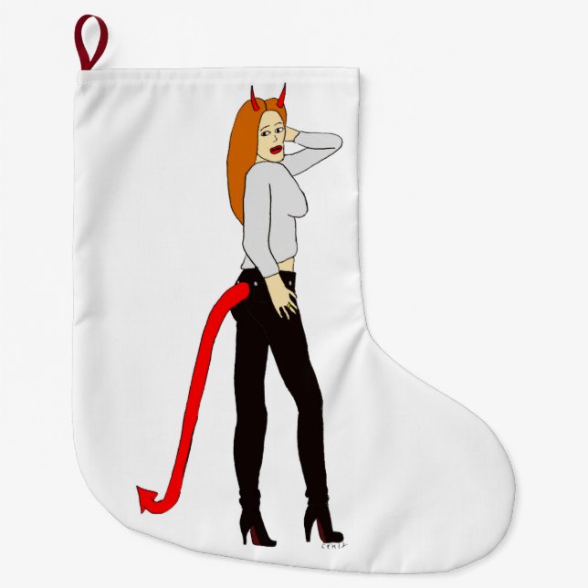 Meia De Natal Grande menina diabólica (Frente)